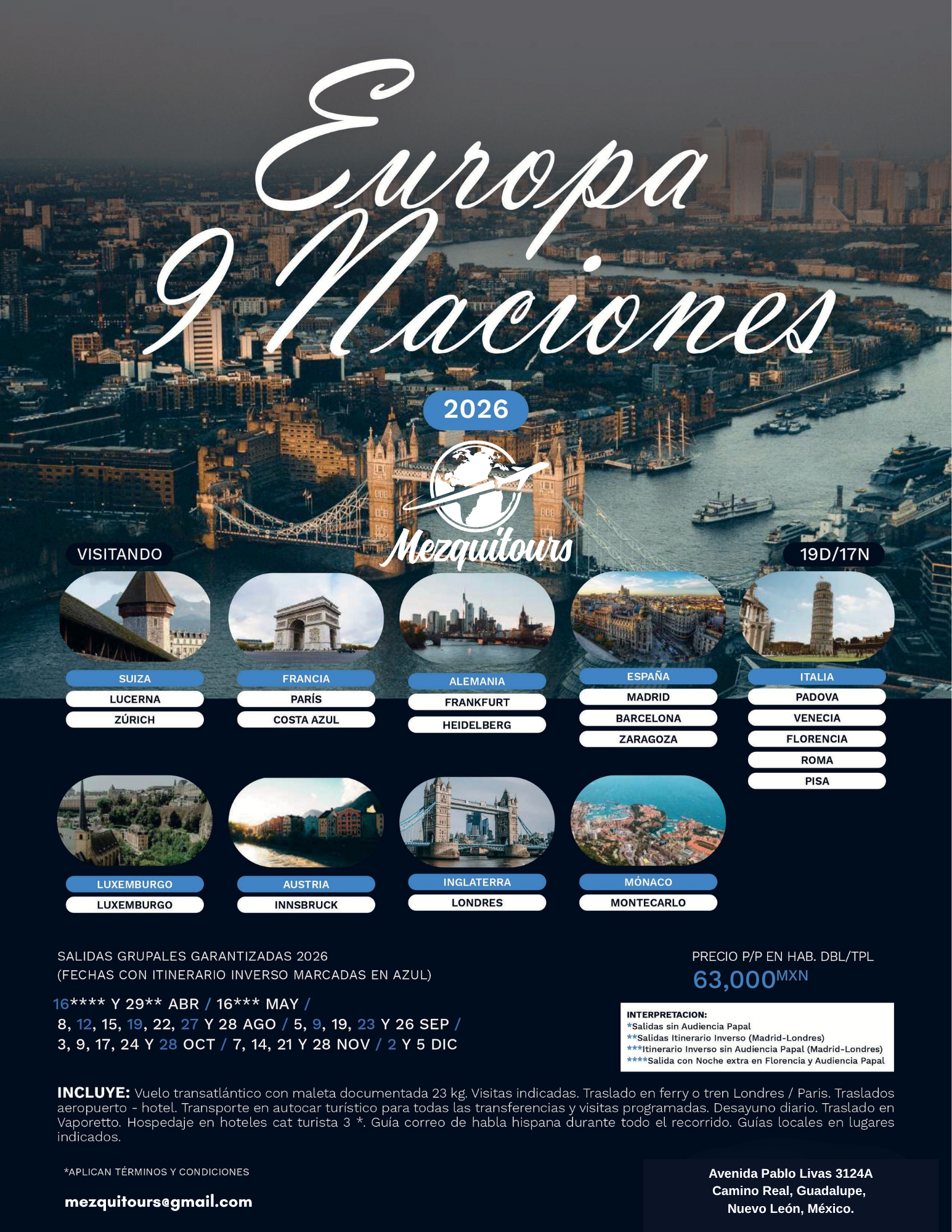 Europa 9 Naciones desde CDMX