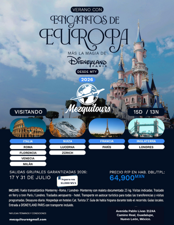 Verano con Encantos de Europa y Disneyland París